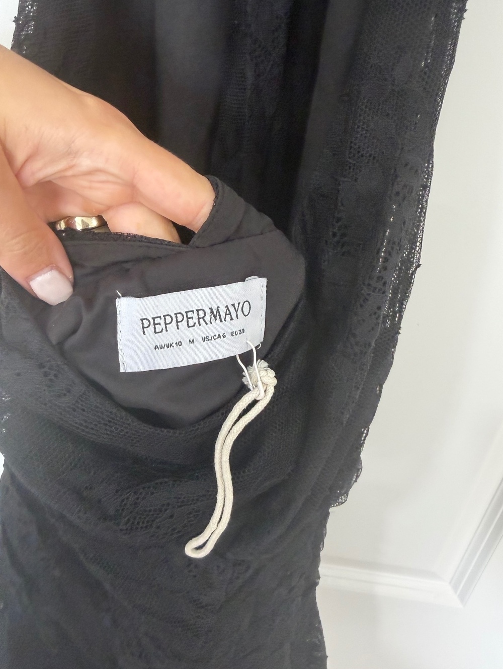 Peppermayo Willow Lace Mini Dress Black Halter Open Back Size 6 - Picture 6 of 7